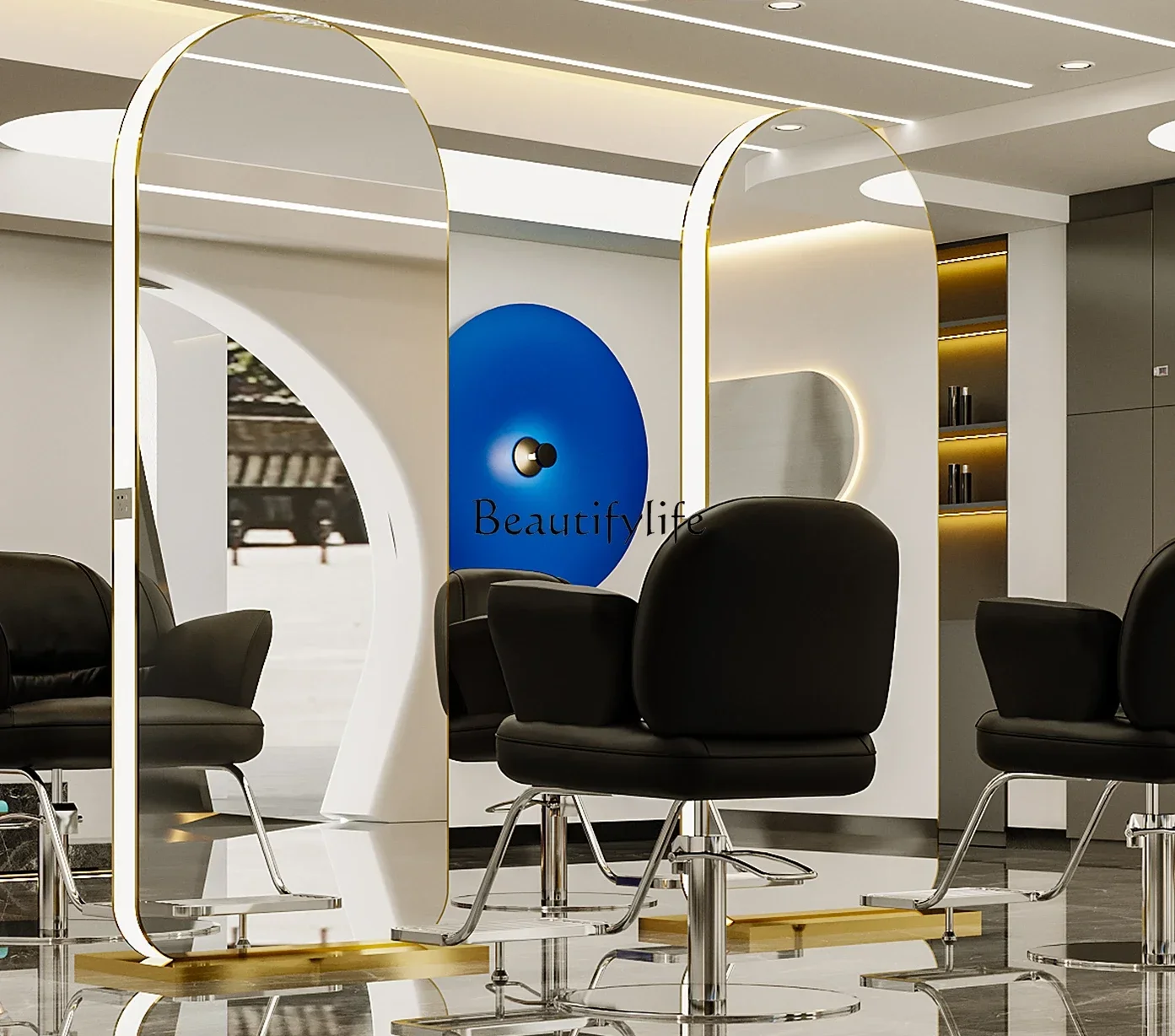 

06High-End Fashion Shop Hair Salon Mirror for Hair Salon Hot Dyeing Area with Light
