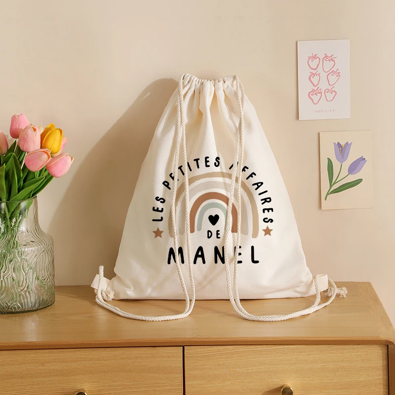 Rainbow Patterns Drawstring Bag Kindergarten for Kids Sports Bag Preschool Bag Gym Dance Girls Shoe Pouch Christmas Gifts