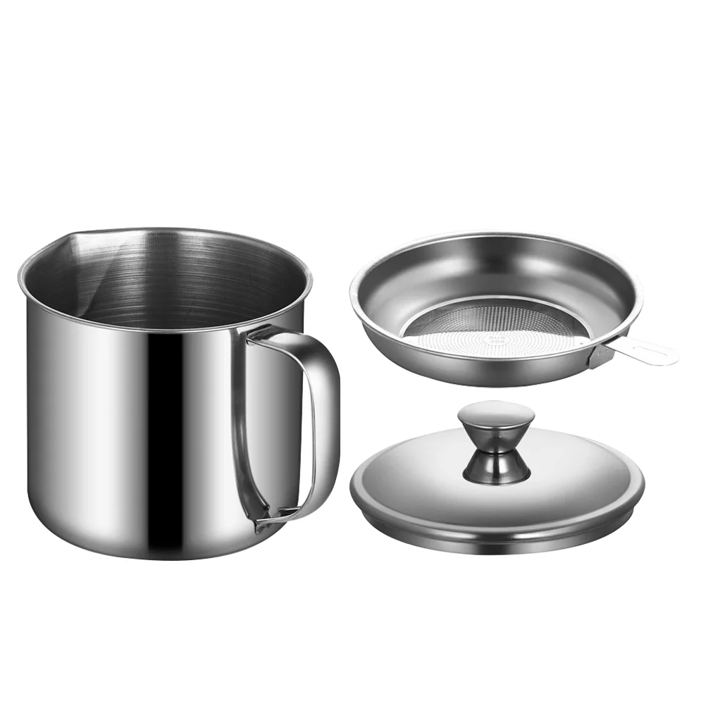 Oil Dispenser Bottle Stainless Steel Filter Cup Grilling Accessories Grease Container Cooking Utensils Tuna Strainer