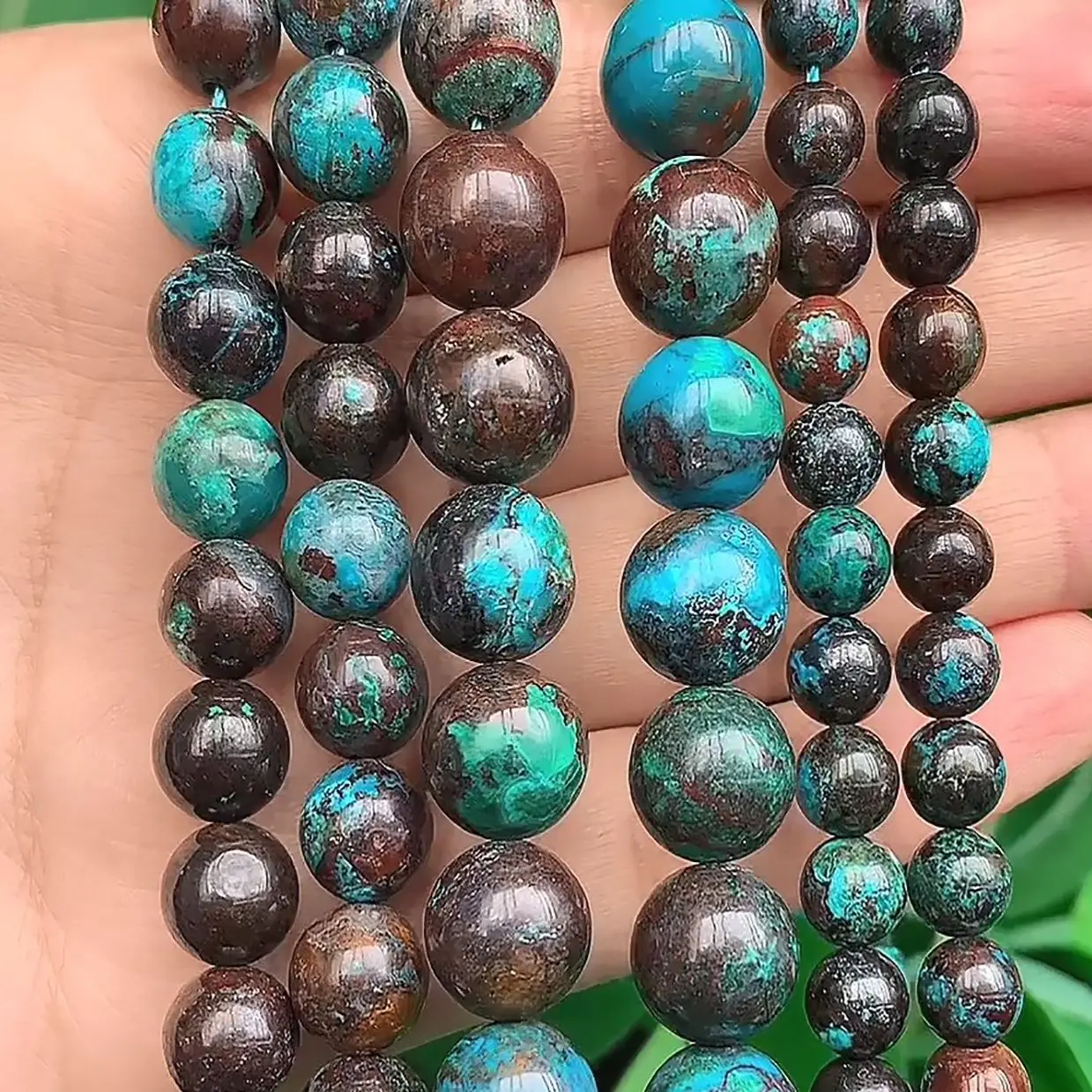 Natural Beads Peruvian Turquoise Round Loose Spacer Stone Bead For Jewelry Making DIY Bracelet Accessories 7.5/15inch Wholesale