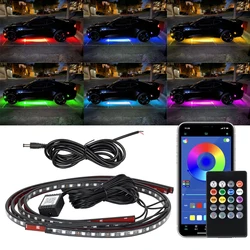 Car Underglow Flexible LED Strip Light Remote APP Control RGB Neon Light Ambient Atmosphere Auto Decorative Lamp Underbody Light