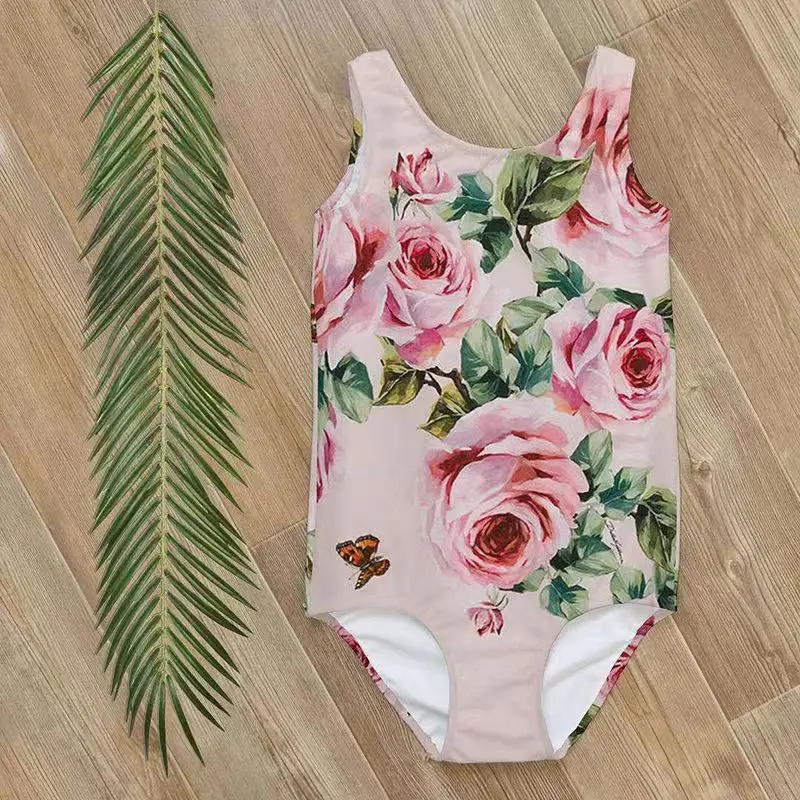 Summer children\'s swimsuit one-piece simple and convenient girls one-piece fruit animal printing cartoon cute