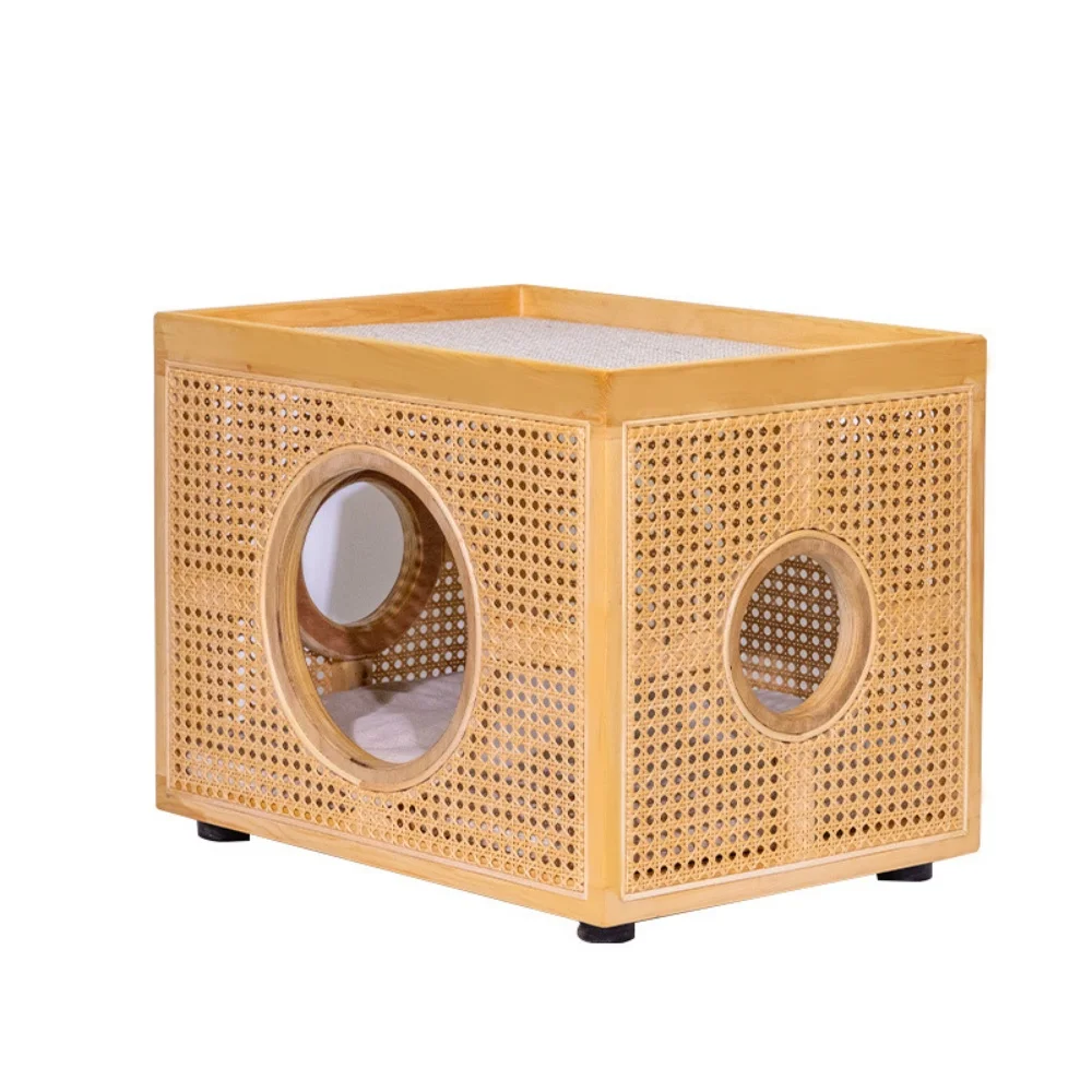 

Factory Wholesale High-End Handmade PVC Rattan Cat Bed Stackable Top Layer For Claw Grinding Pet-Safe Space-Saving