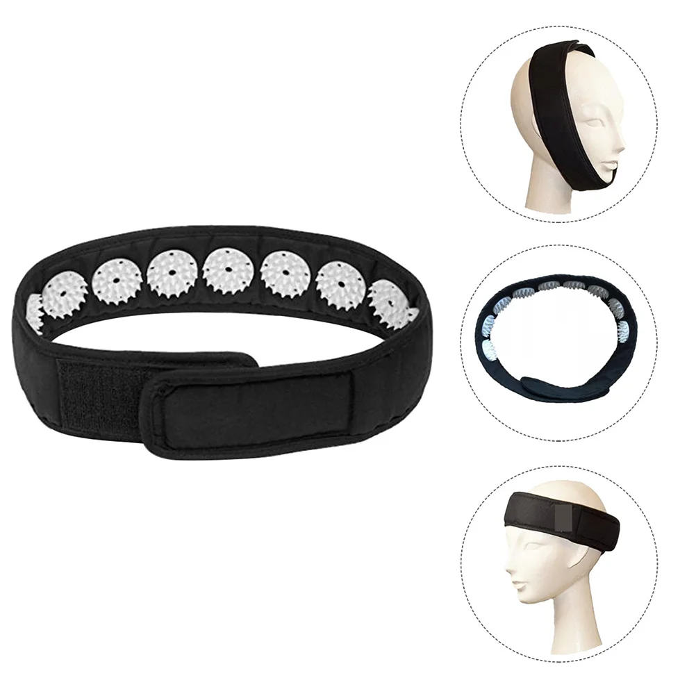

2pcs Black Massage Headbands For Headache Relief Improve Blood Circulation Acupressure Wrap Chin Tightening Yoga Head Strap