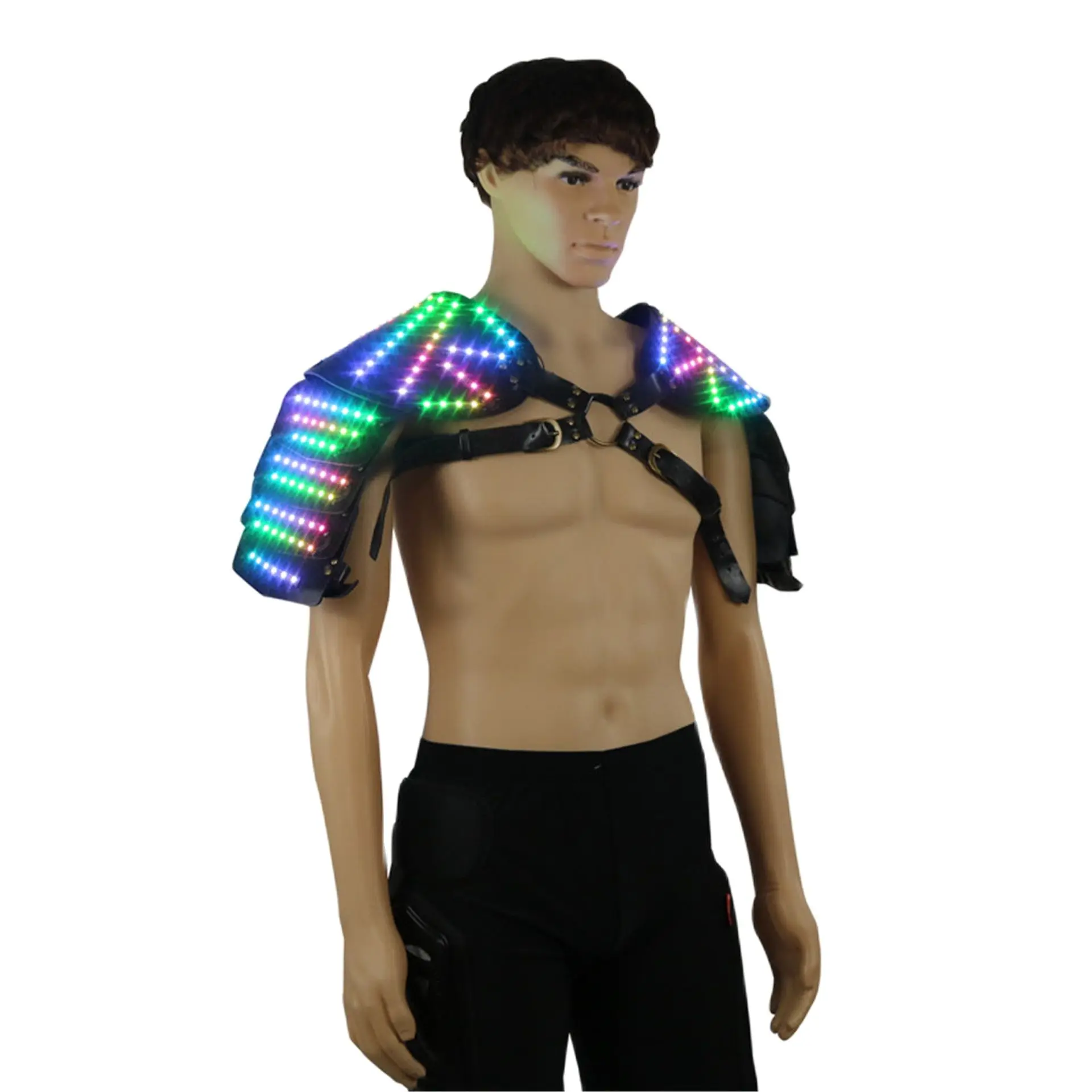 

Rainbow LED Luminous Armor Shawl Men Stage Performance Costume Vest Viking Knight Cosplay Anime Party Rave Outfits Dance Props