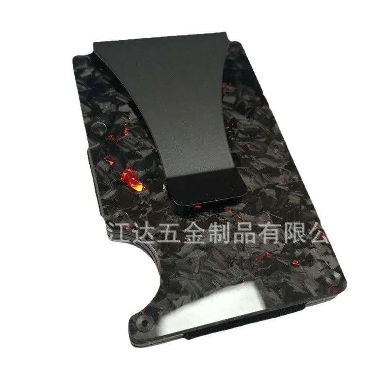 محفظة من ألياف الكربون ميتاكربون مرآة الساتان المحفظة شل نمط كليب حقيبة بطاقة RFID المعدنية #5