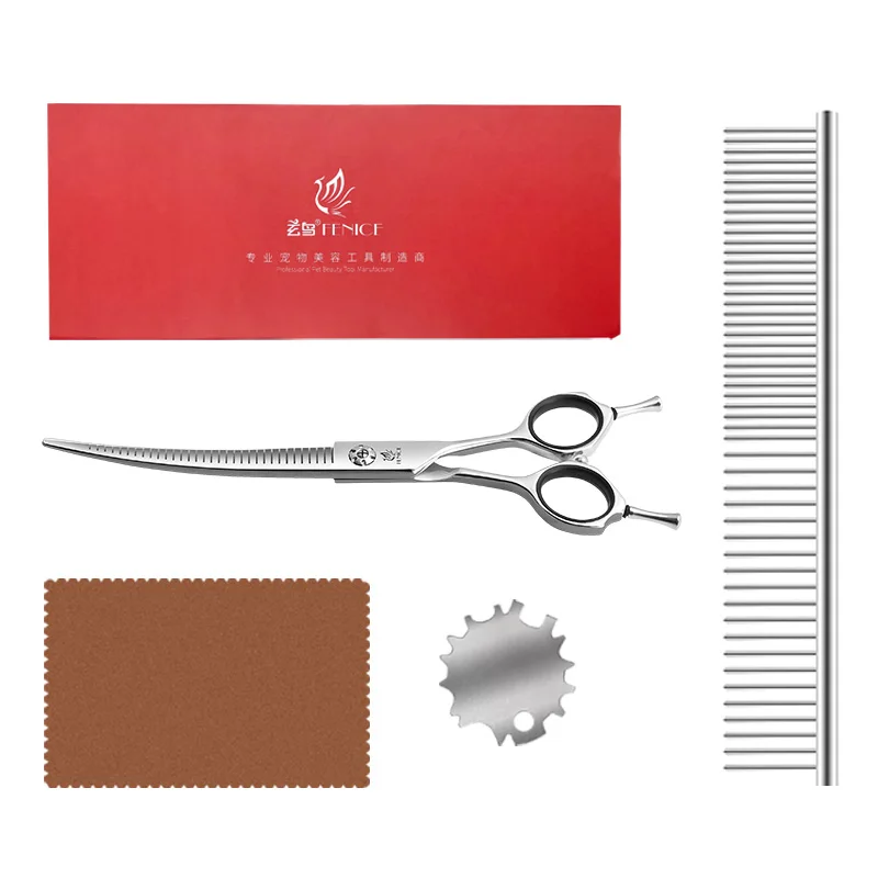 Fenice High-end JP440C 7.0 inch Comprehensive Curved /Straight Fluffy Chunker Scissors Two functions Blades 50-55% Thinning