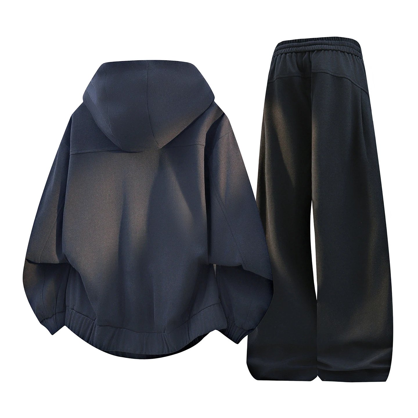 2026 Spring/Autumn New Men's Splicing Half High Collar Hoodie Pants Set Loose Casual Sports Two Piece Set