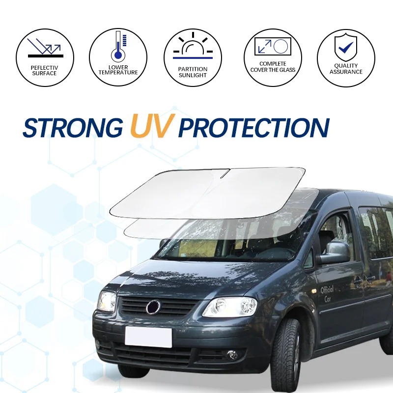 Car Windshield Sun Shade Window Shade Foldable Sun Visor Protector Blocks UV Rays For VW Caddy 2k mk1 mk2 Car Summer Accessories