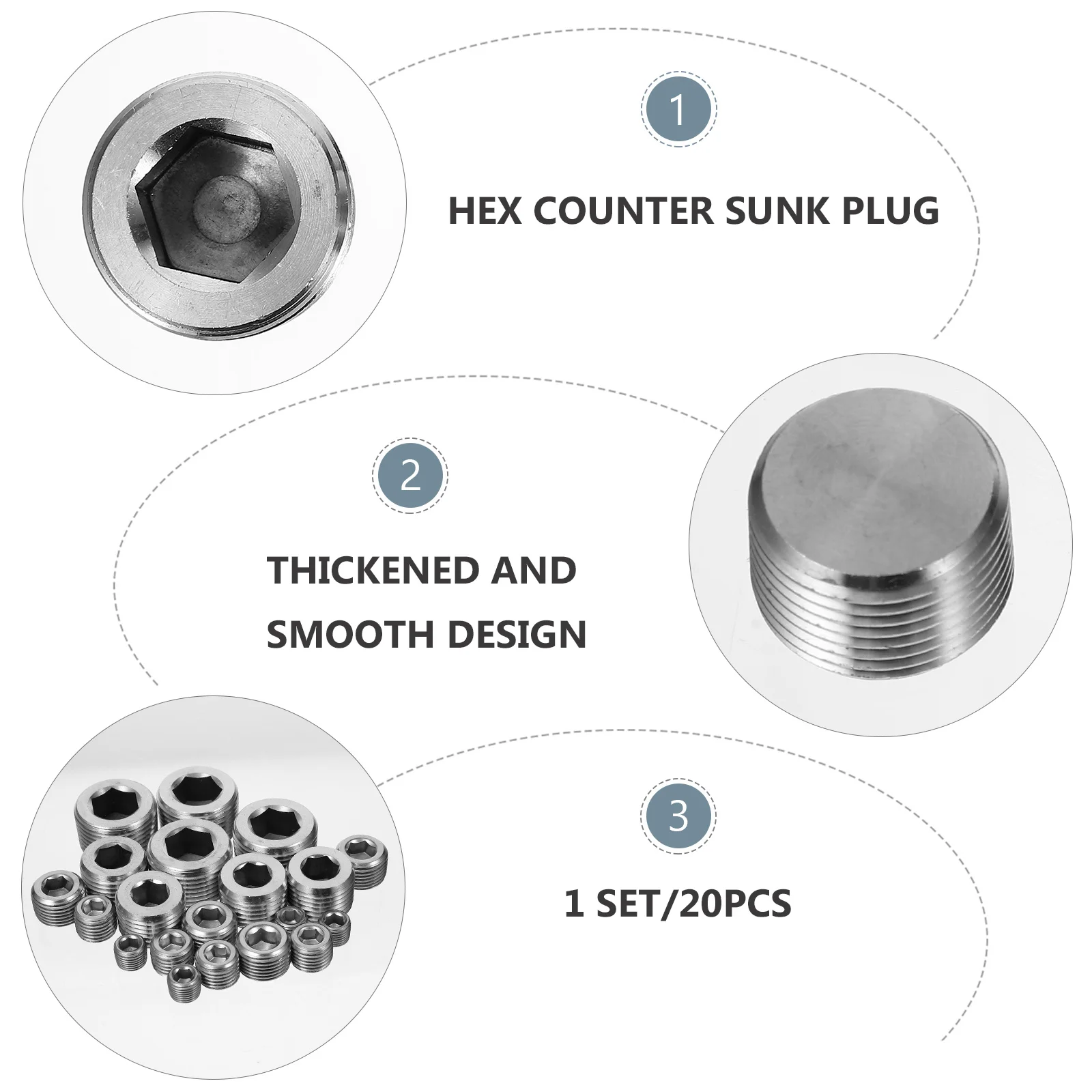 

Stainless Steel Pipe Plug Hex Socket Drive End Cap Corrosion Resistant For Water Oil Gas Seal Fitting Connector