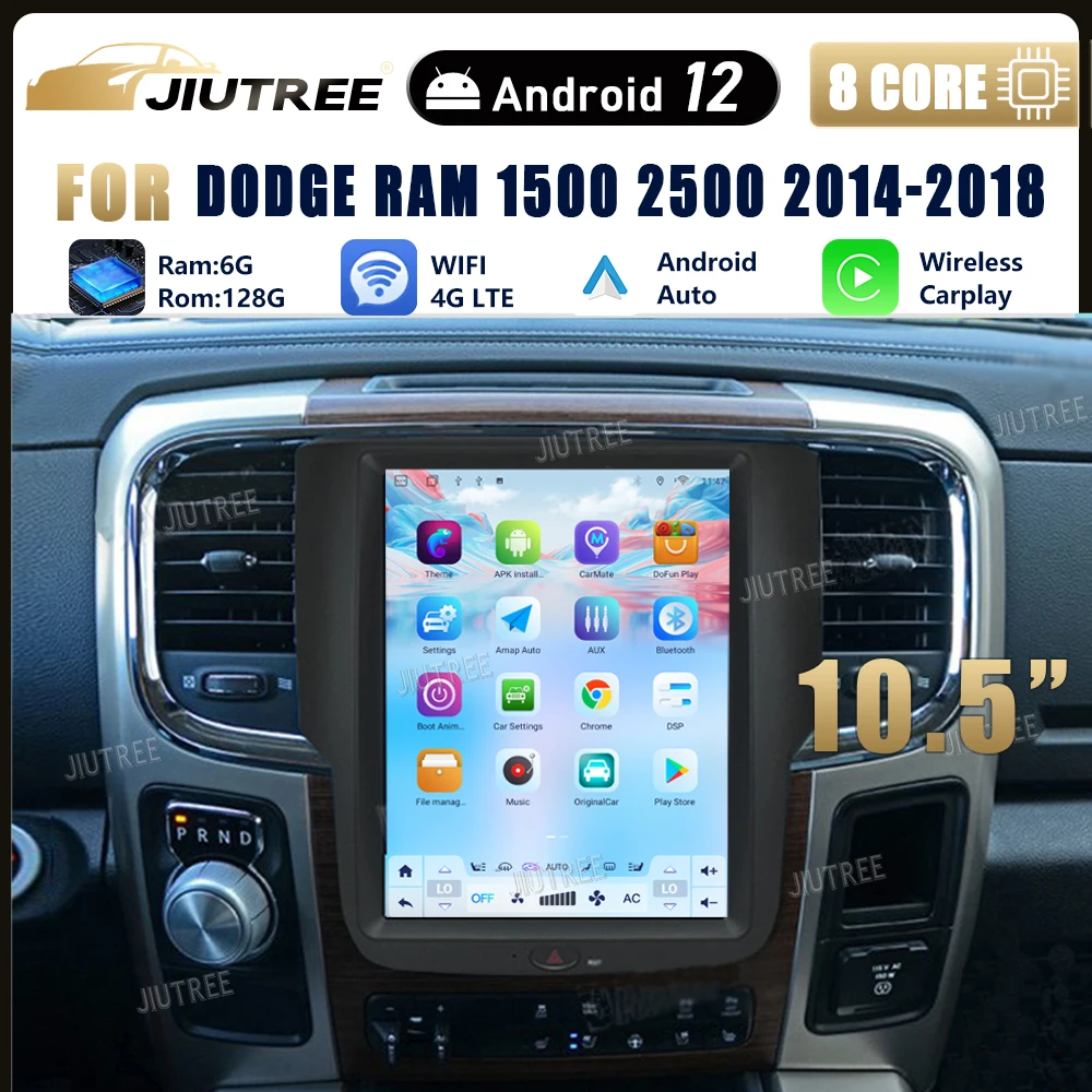 

Автомобильный радиоприемник 128G Android 12 для Dodge RAM 1500 2014 2015 2016 2017 2018, автомобильная стереосистема с GPS-навигацией, автомобильный мультимедийный плеер