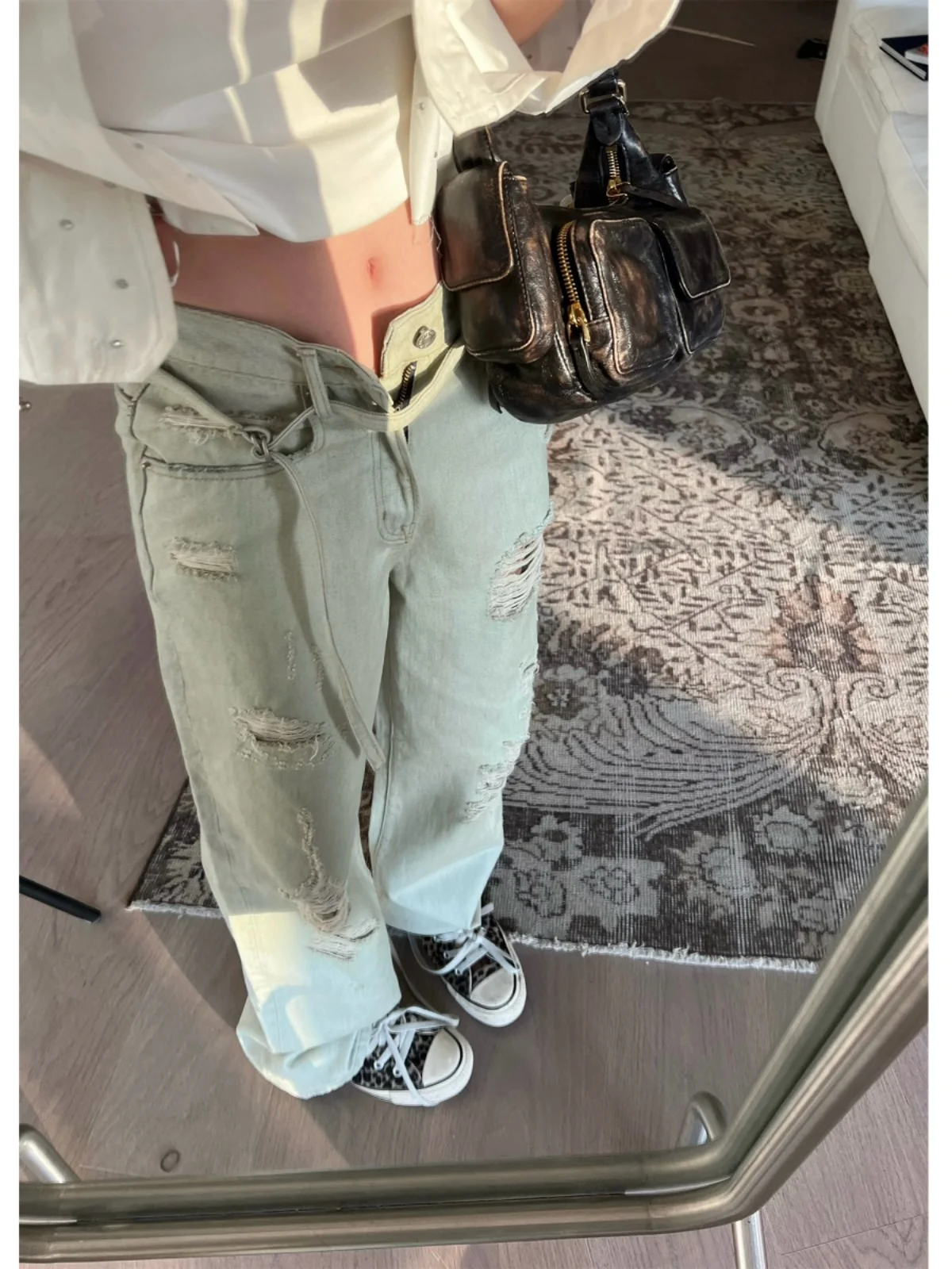 

Модные прямые джинсы, женские повседневные длинные брюки, весна-лето Xinlei Lin Cement Ey Distred Denim, весна-лето