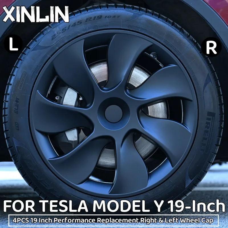 4PCS 19 Inch Wheel Caps For Tesla Model Y Wheel Cover Performance Replacement Wheel Hub Cap Full Rim Cover Accessories 2018-2023