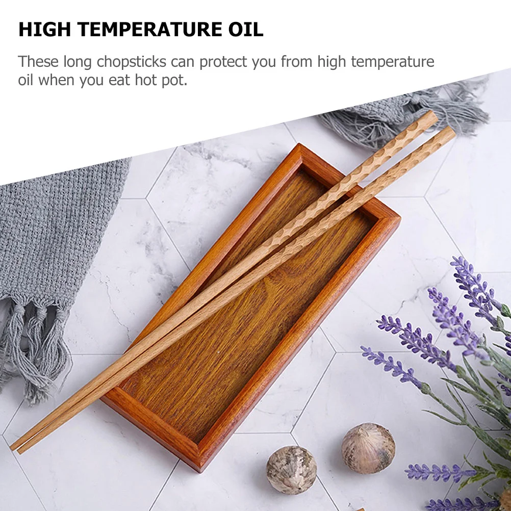 Extended Chopsticks Noodles Anti-slip Extra Long Frying Kitchen Supply Wooden for Hot Pot Serving Utensils