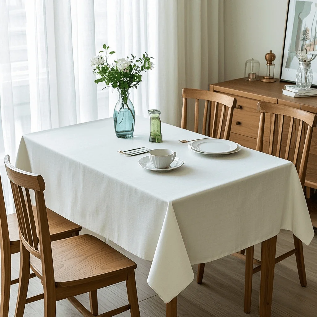 A piece of fabric, 2D flat, simple and practical white tablecloth, suitable for tablecloths in modern minimalist style.yzb