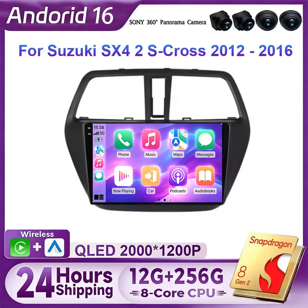 Car Radio Android 16 Multimedia Video Player For Suzuki SX4 2 S-Cross 2012 - 2016 Stereo GPS Navigation Stereo Head Unit Carplay