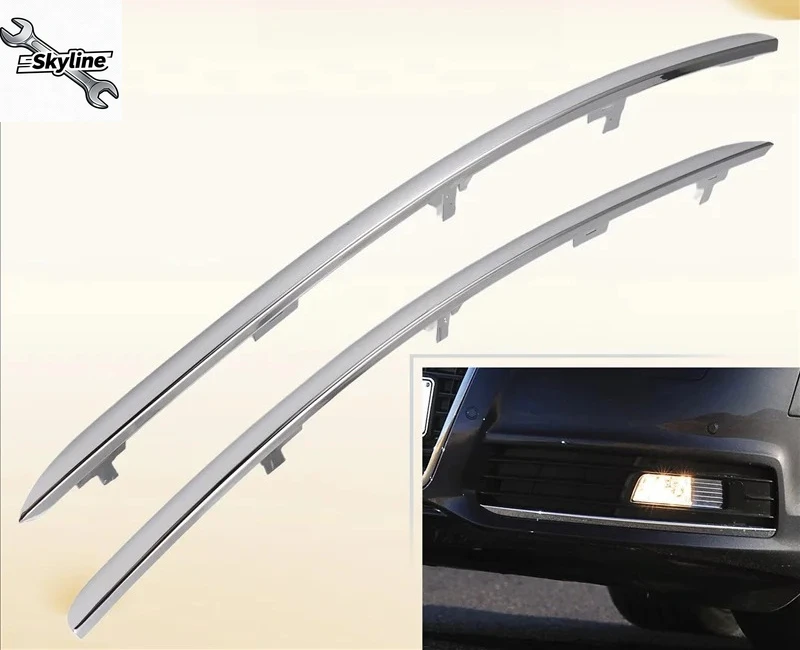 L10A For  A6 C6 2008 - 2011 Car Front Bumper Face Bar Trim Chrome PAIR (Left + Right) 4F0853065A 4F0853066A
