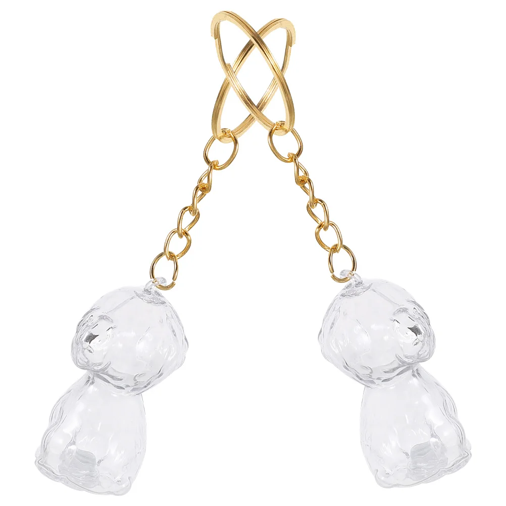 

2Pcs Pet Hair Keepsake Keychain Transparent Design Dog Memorial Bag Charm Remembrance Gifts Key Fob Couple Dog Keychain