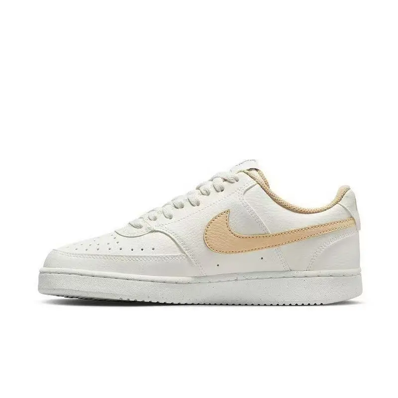 Nike Court Vision 1 Low-Top Sneakers for Women, Casual, Non-Slip, Wear-Resistant, Versatile, Comfortable, Fashionable, Lightweight, White and Yellow, Dh3158-103