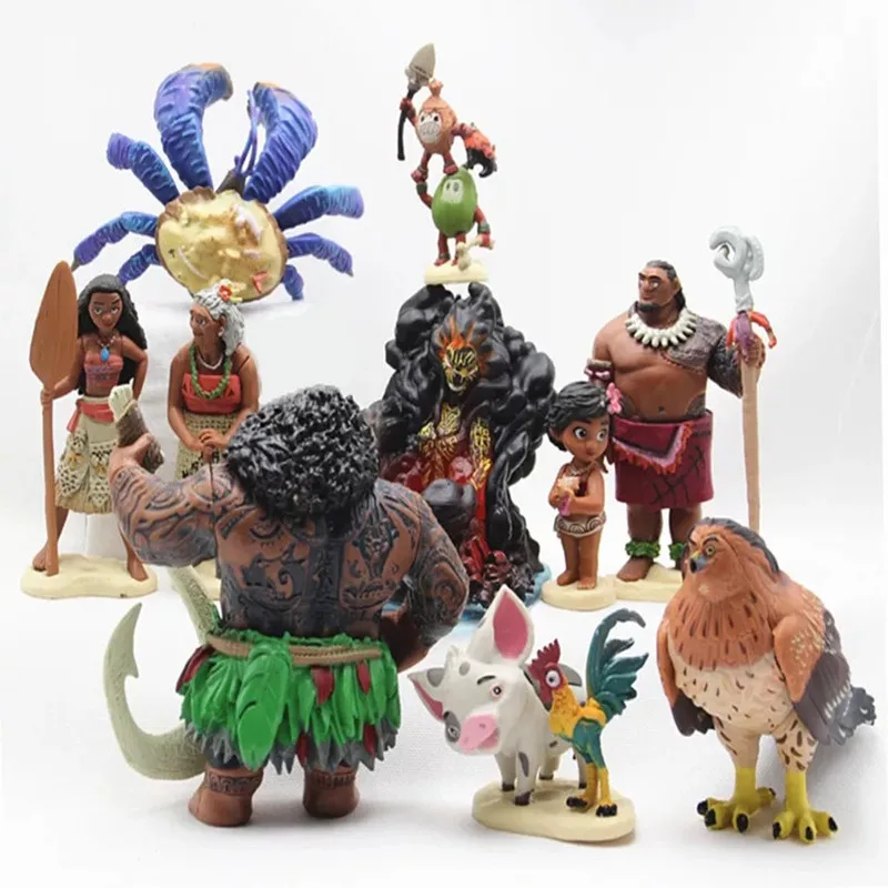 6-12cm Moana Princess Maui Chief Tui Tala Heihei Pua Action Figure Brinquedo Toys For Children New Year Gift