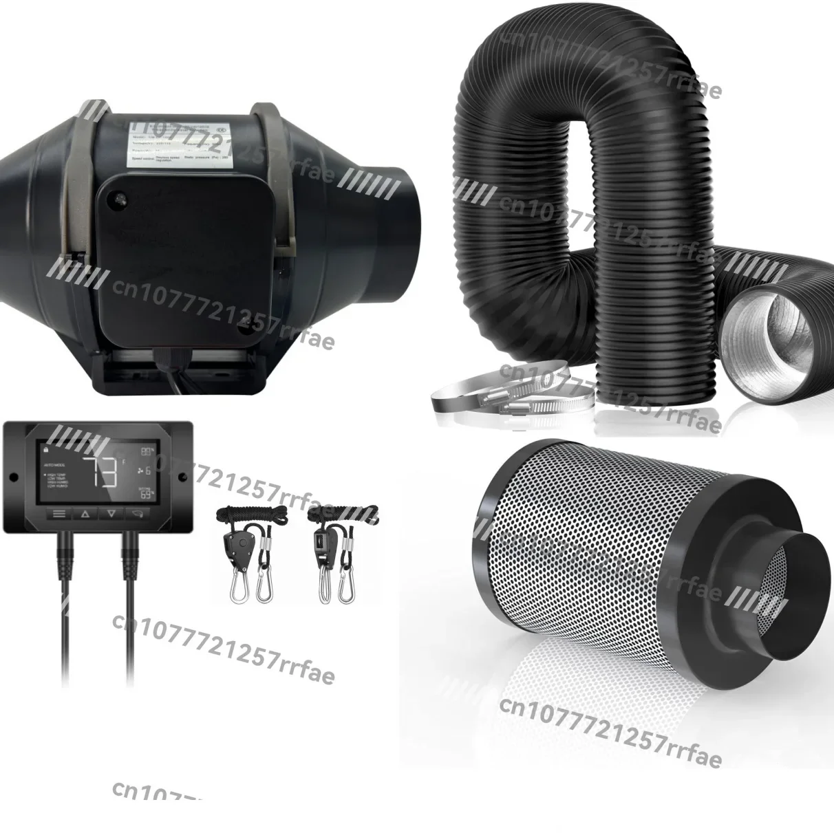 AC100-240V 4 inch 6 inch ETL/CE/ROHS/FCC certified intelligent pipe fan carbon can filter sleeve