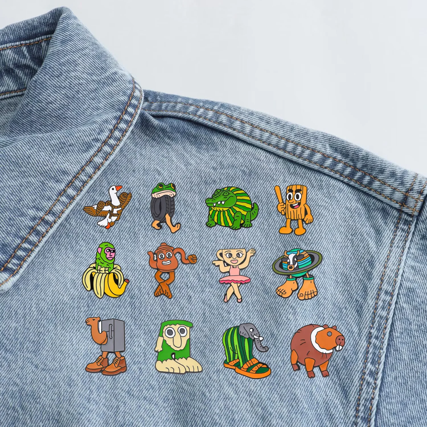 

New Cross Border Foreign Trade Hot Selling Overseas Edition Shanhaijing Metal Badge Tire Frog Watermelon Crocodile Alloy Brooch