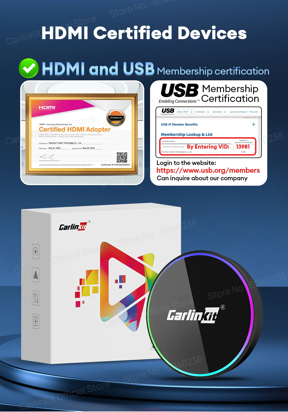NEU CarlinKit HD2CP Pro CarPlay zu HDMI Wireless Android Auto CarPlay 3-in-1 Smart Car Box Plug and Play 2K Video Streaming Box – Detail 5