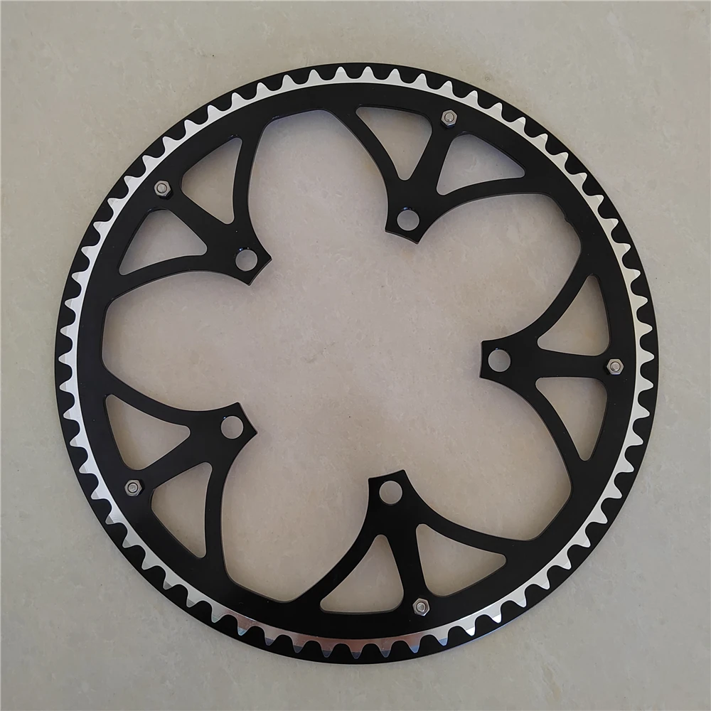 TRUYOU Kettenrad 130 BCD 65T Aluminiumlegierung CNC Rennrad Kettenblatt Kurbelgarnitur Falträder Kettenblatt Schwarz Einzelplatte – Detail 10