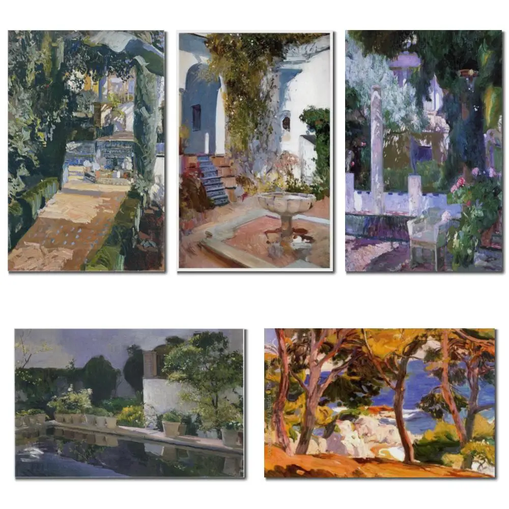 Pintura Impresionista de Paisaje de la Costa de Santa Cristina de Joaquín Sorolla, Hecha a Mano, Arte Moderno para Decoración de Spa y Baño