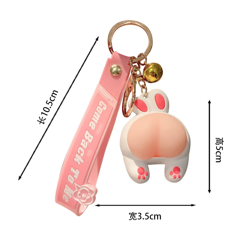 Cute Cats Butt Keychain Soft Plastic Pendant Schoolbag DIY Accessories Car Keychain Adorable Pendant Small Gift