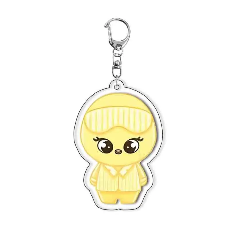 8 قطعة مجموعة واحدة KPOP ملابس نوم تصميم سلاسل المفاتيح الاكريليك لطيف حلقة رئيسية اكسسوارات حقيبة قلادة للهدايا المشجعين صديق #5