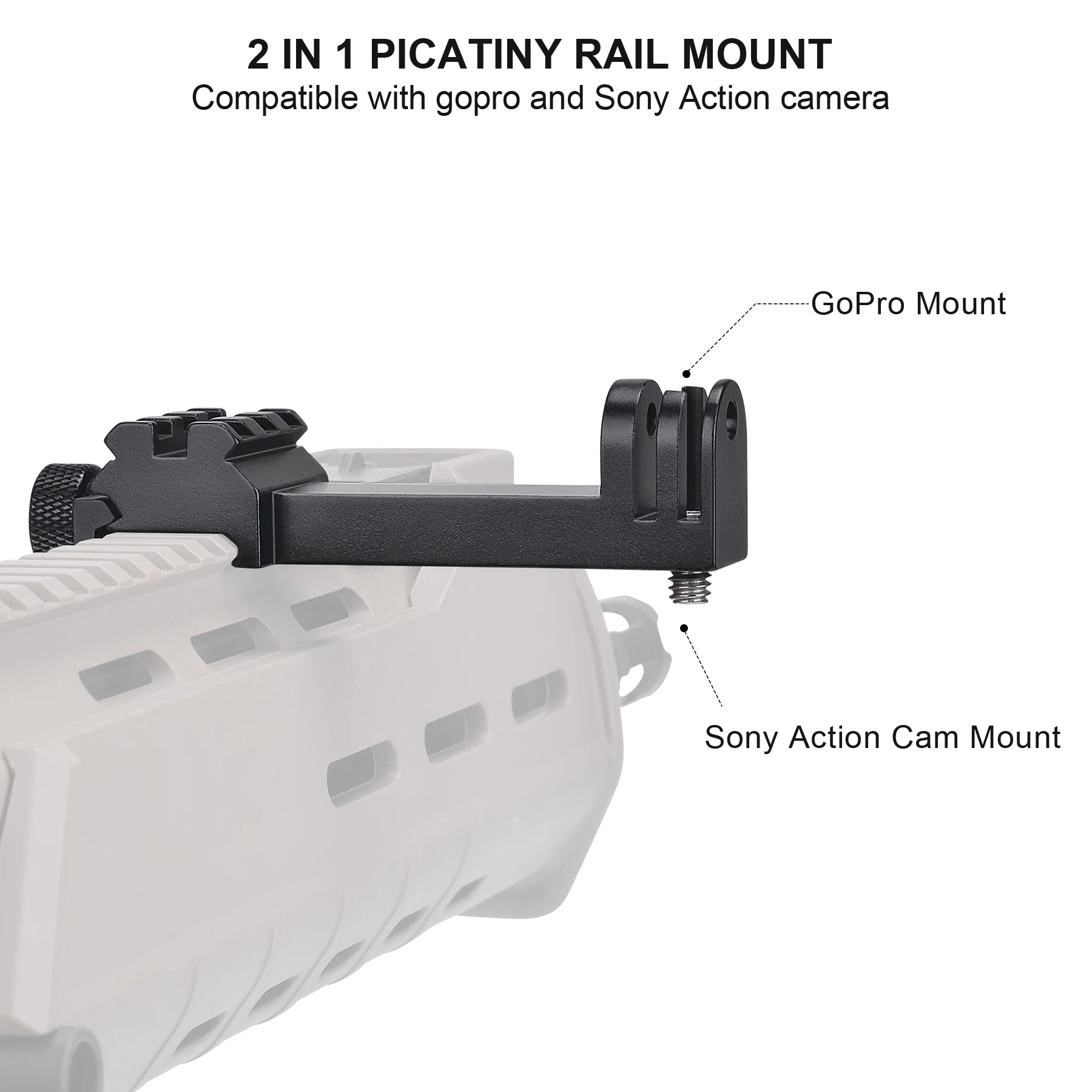 2in1 Picatinny Weaver Rail Adapter Action Camera Pistol Airsoft Gun Mount for Gopro Hero Sony SJCAM Eken Xiaomi Yi Paintball Gun