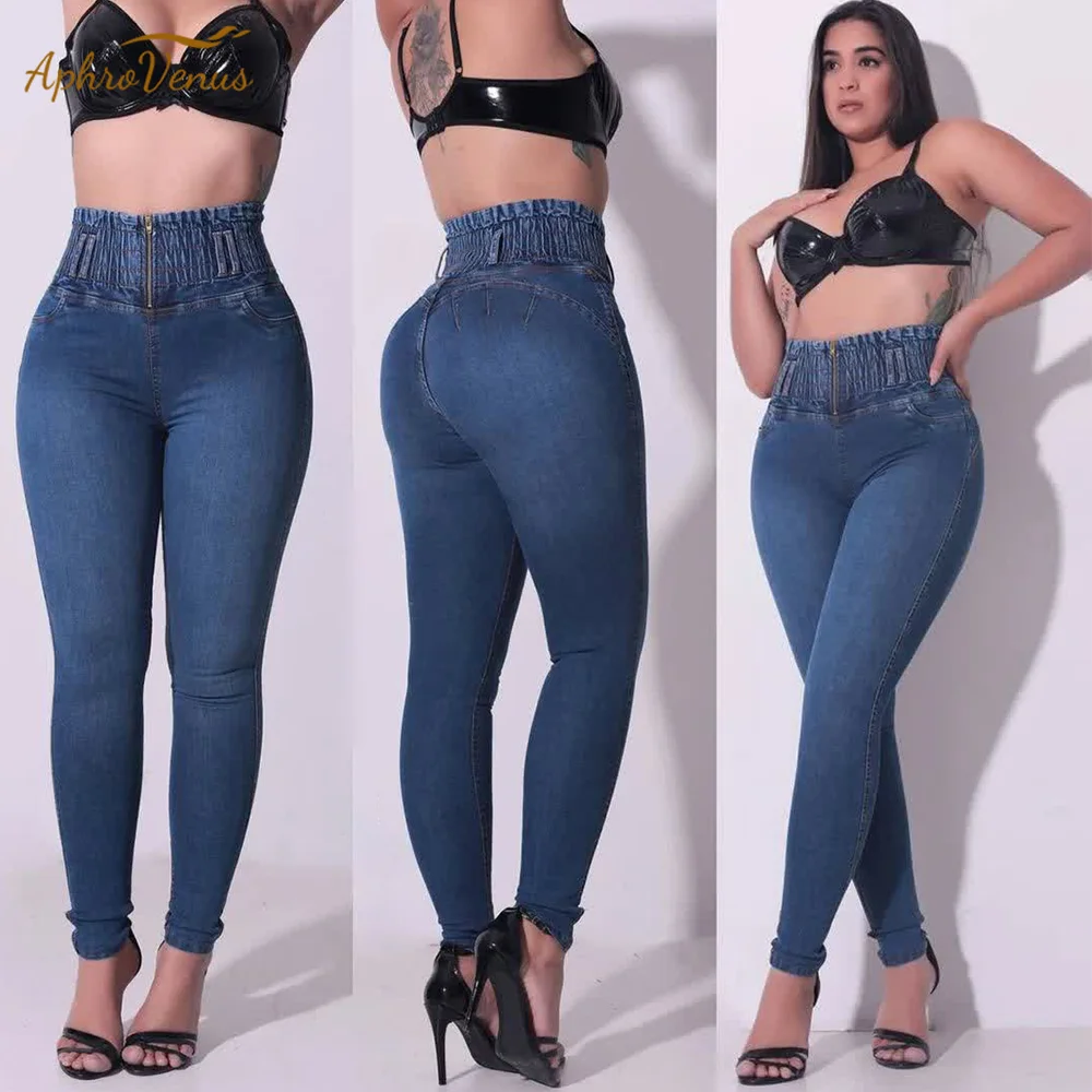 2023 Women Fashion Elastic Waist Butt Lift Jeans High Waist Thin Leg  Stretch Elastic Jeans Oversize Trousers Denim Pants