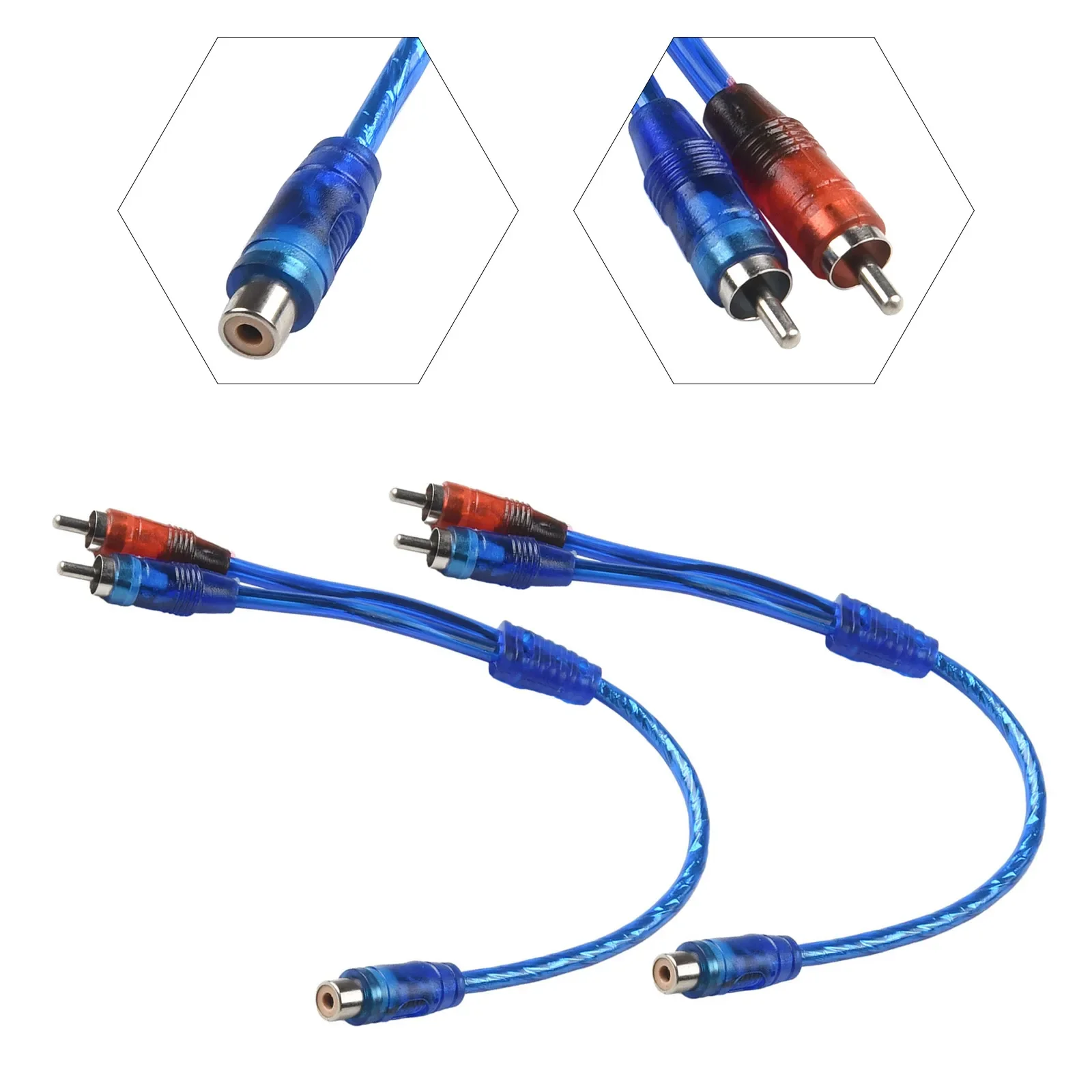 2Pcs/Set Audio Cable For RCA Y-shape Splitter Adapter Computer 1 Female To 2 Males Cord Video Speaker Wire Adapter Splitter