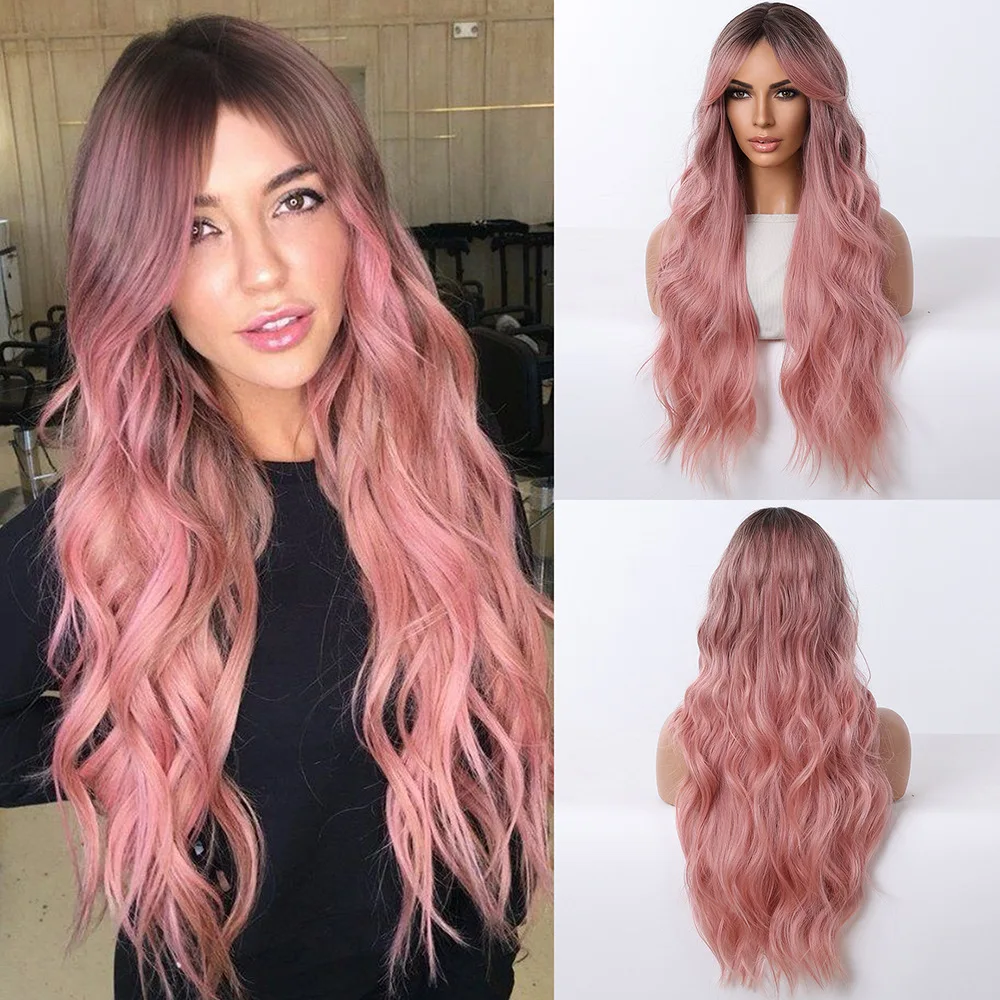 hot-selling-european-and-american-women's-wigs-eight-character-bangs-gradual-change-pink-long-curly-wig-full-headgear