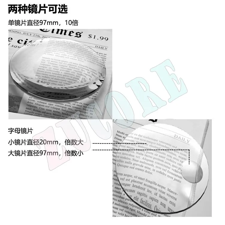 PDOK mother and child lenses 10 times 3 times maintenance magnifying glass with light, magnetic seat metal hose magnifying