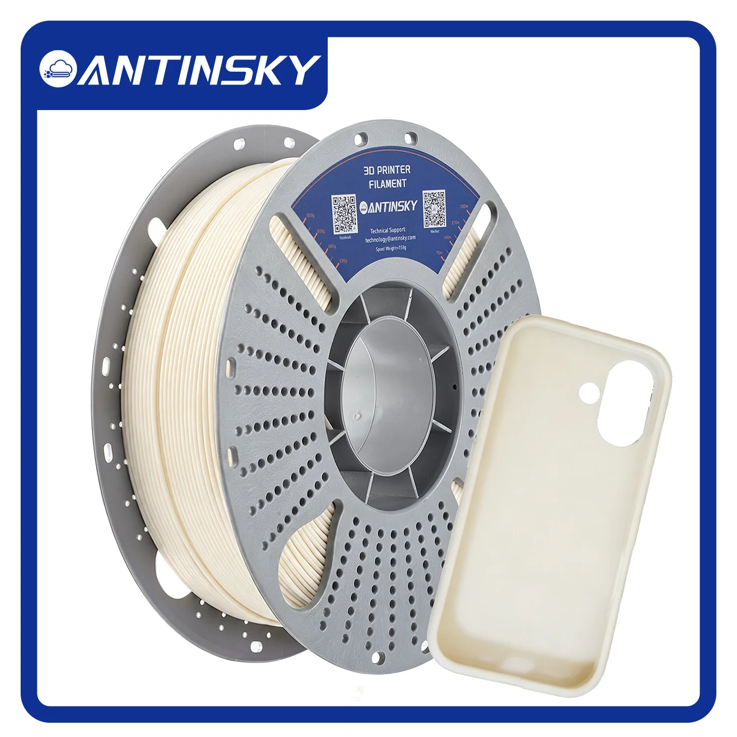 ANTINSKY TPU85A 3D Printer Filament 1.75mm Shore 85A Flexible TPU High Elasticity Wear‑Resistant Anti‑Tear Rubber‑Like Soft