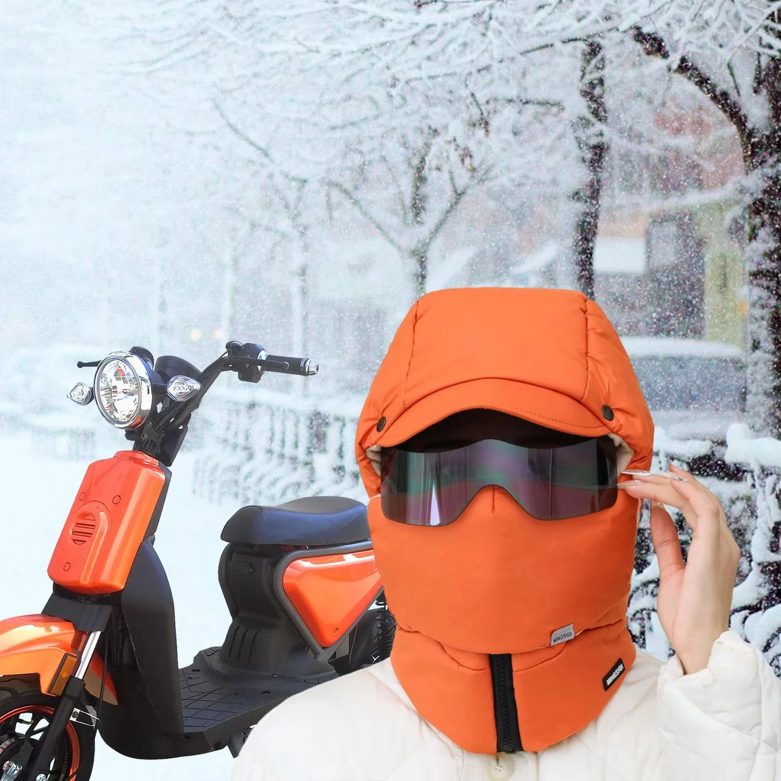 Winter Ski Hat Warm Windproof Full Cover Balaclava Mask with Glasses Adjustable Thermal Plush Thickened Unisex Motorcycle Mask view 3
