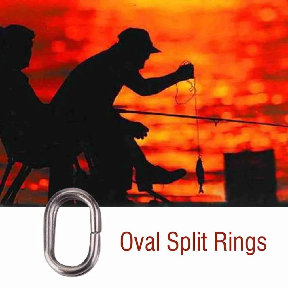 100PCS Durable Stainless Steel Fishing Split Rings Oval Silver Split Rings 5 Sizes Fishing Rings Fishing Accessories