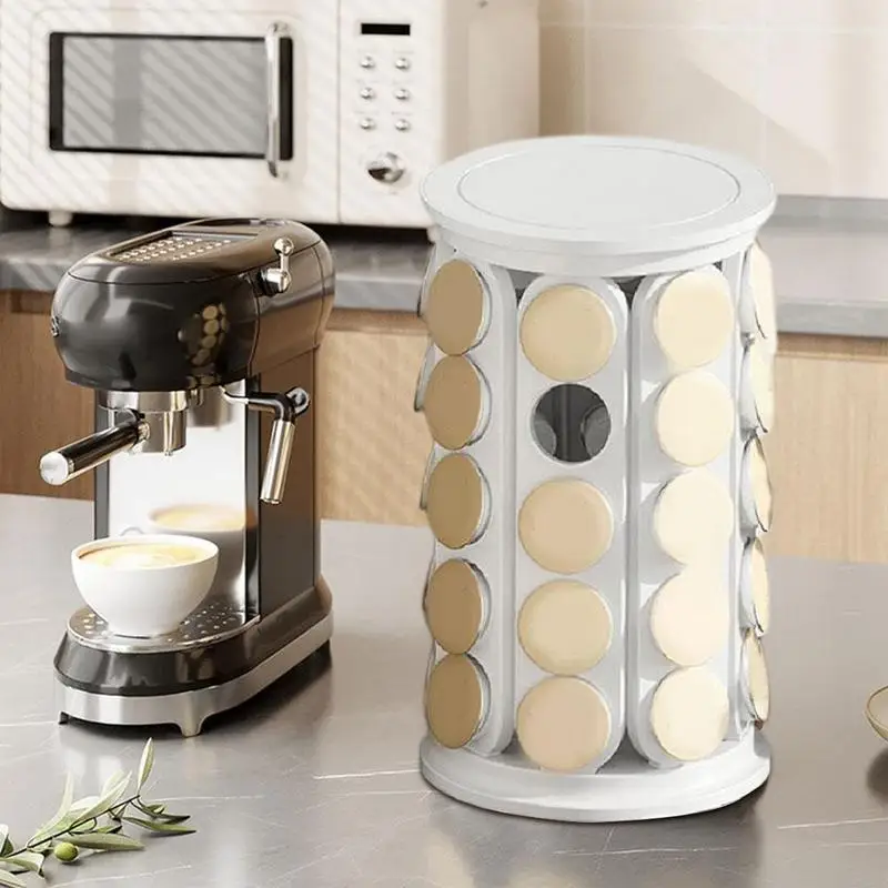 Almacenamiento de cápsulas de café, carrusel de bebidas de gran capacidad, soporte giratorio para bolsa de café, organizador de mostrador de cocina para casa y apartamento