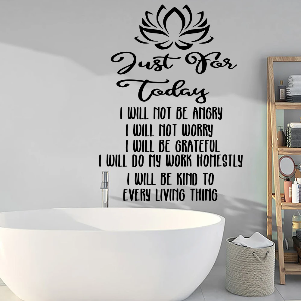 Reiki Principles Prayer Wall Sticker Bedroom Living Room Lotus Inspirational Quote Yoga Studio Wall Decal Vinyl Home Decor