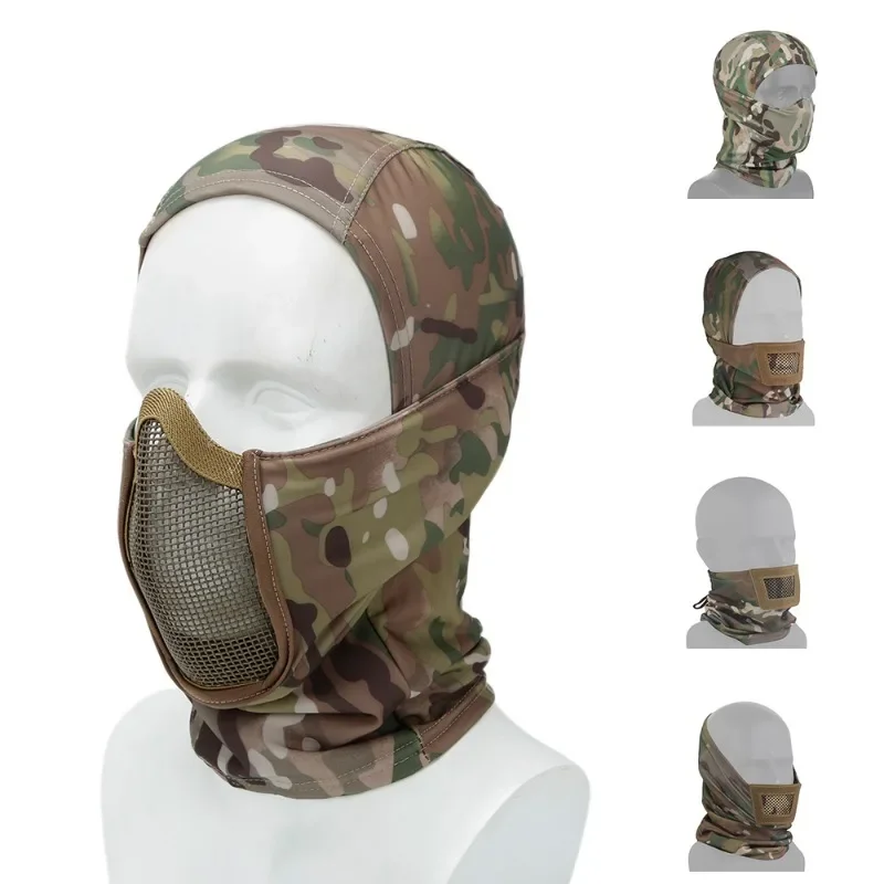 Tactical Headgear Mask Safety Protective Hunting Hiking Scarves CS Wargame Cap Steel Mesh Airsoft Paintball Shooting Equipment