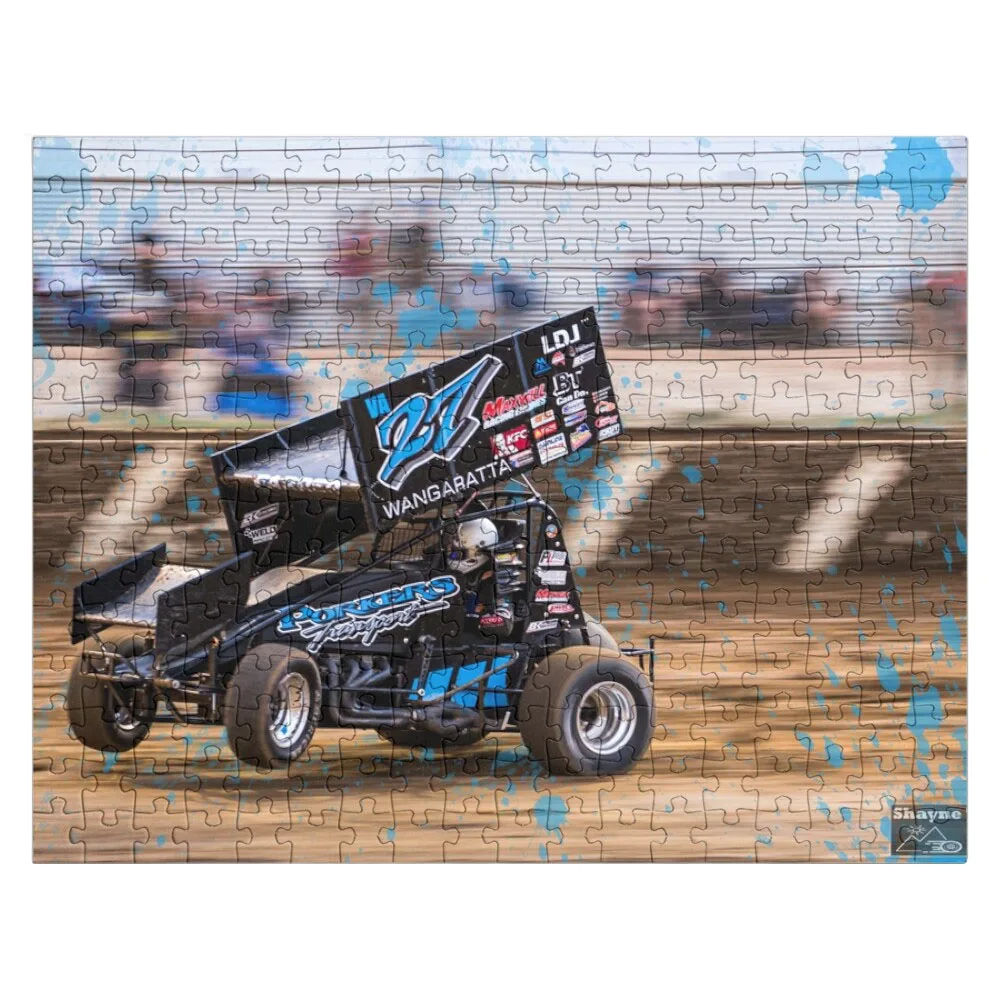 

Wheels up, arms up, let's go sprint car racing! Jigsaw Puzzle Adult Wooden Puzze Personalized Baby Toy