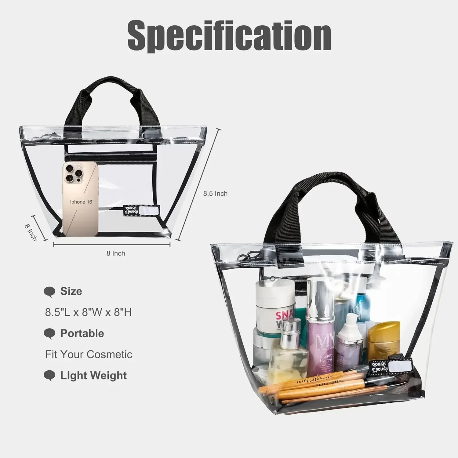 Rough Enough Clear Stadium Bag Handbag for Women Concert Sport Events Cute view 6