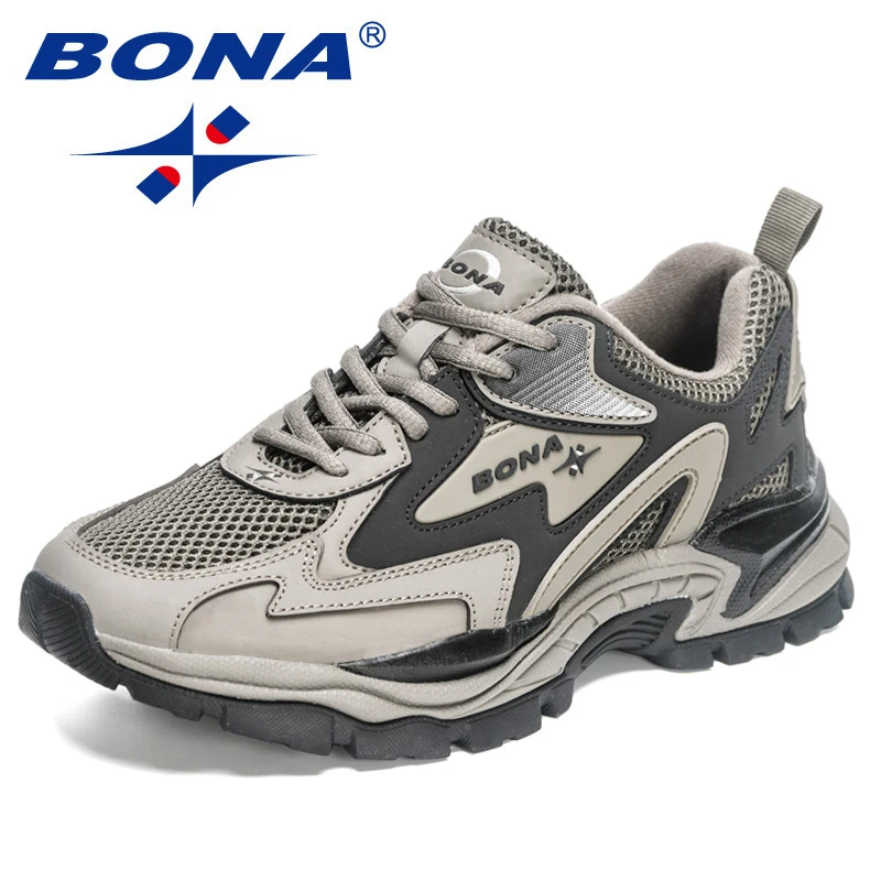 BONA 2023 New Designers Mesh Running Shoes Breathable Training Shoes Men Lightweight Sneakers Non-Slip Tennis Walking Shoes Man