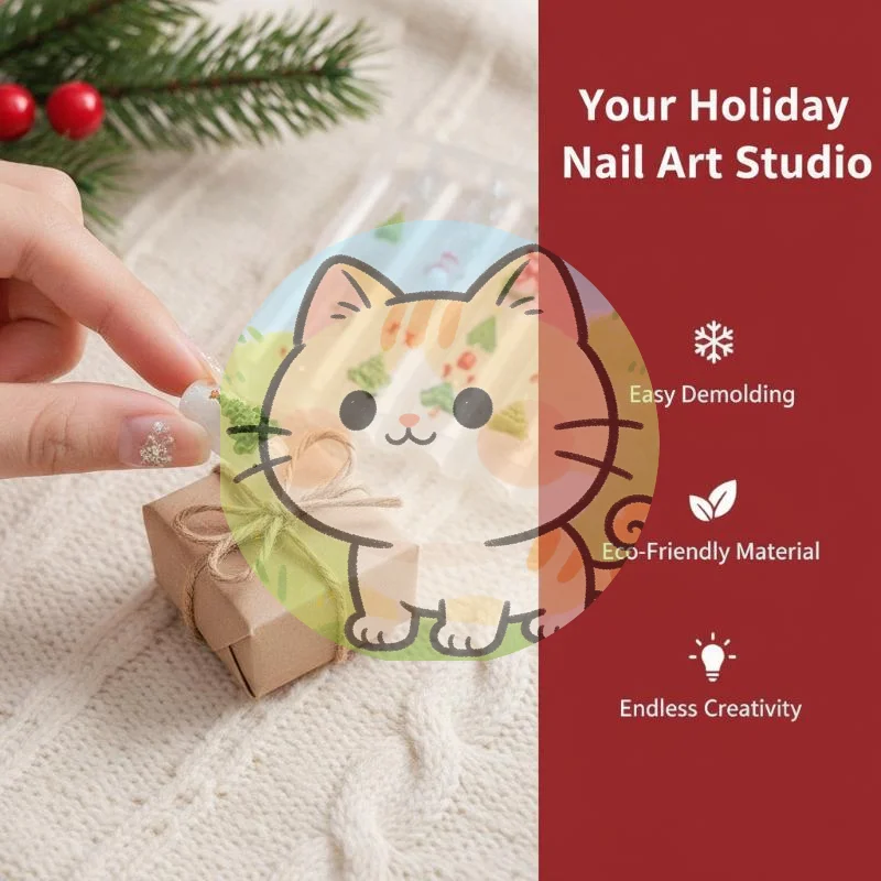 *Soft Durable Christmas Nail Art Silicone Mold Snowflake Snowman Bowknot Wreath for Professional Nail Salon Use