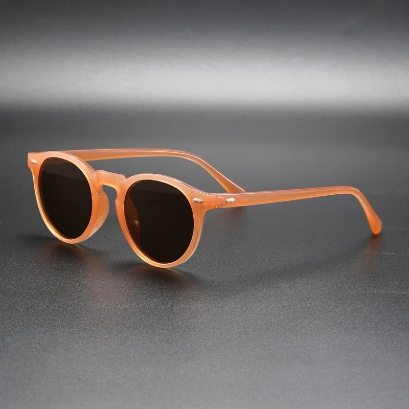 Retro Round Polarized Sunglasses for Women Men Fashion Rivet Design UV400 Protection Trendy Punk Shades Leopard Print Party Eyew