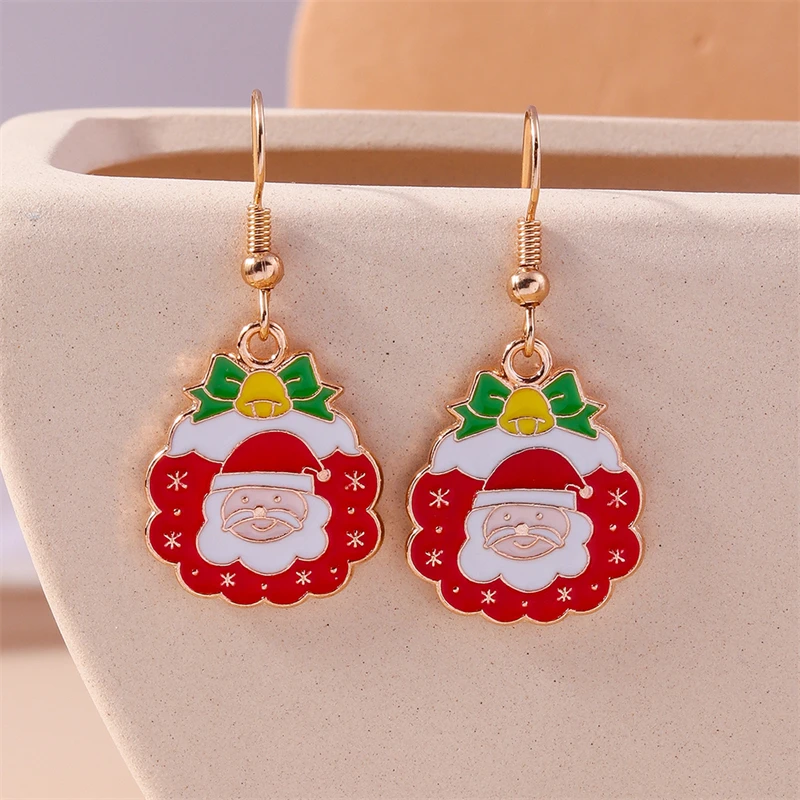 Mode handgemachte gestrickte Weihnachtsmütze Tropfen Ohrringe für Frauen Mädchen Neujahr Party Urlaub Schmuck Dekoration – Detail 12