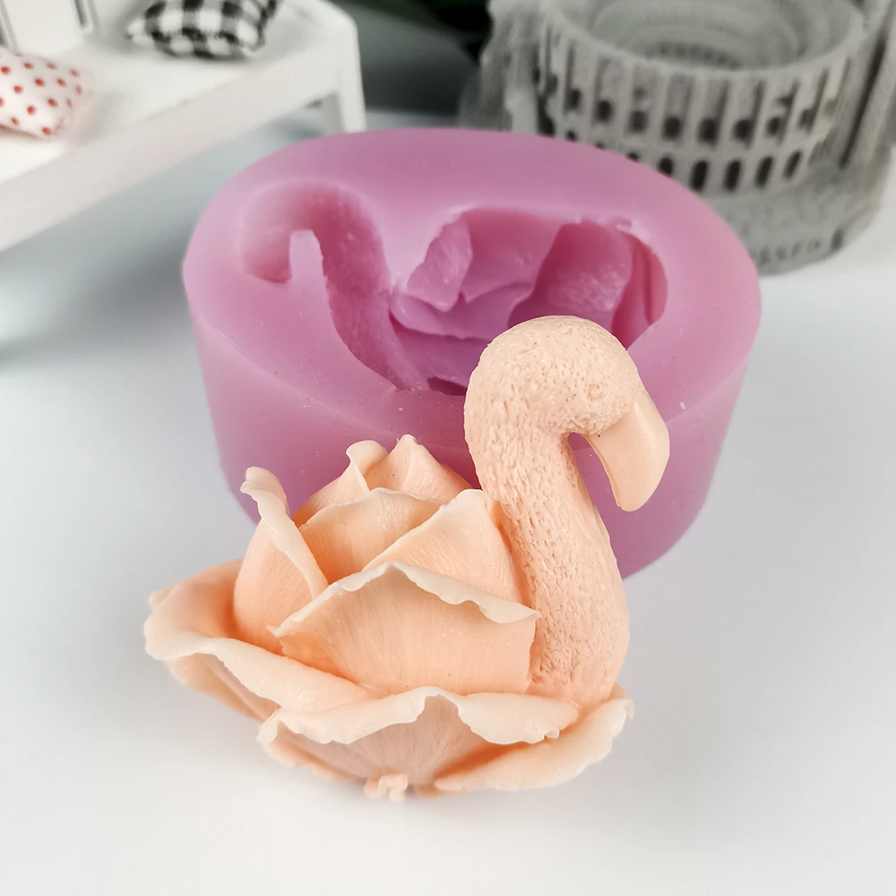 3D Flower Swan Animal & Rose Mochi Toy Candle Silicone Mold Fondant Cake Soap Mould DIY Aroma Household Decoration Craft Tools