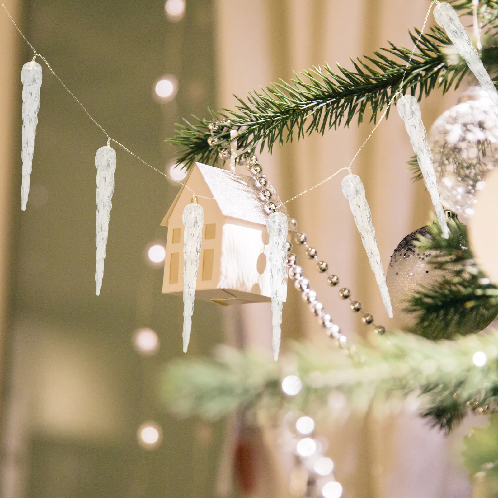 

50 шт. декоративных плафонов для светодиодов 5 мм в форме сосульки, всепогодные, легко устанавливаемые, для улицы, патио, сада, вечеринок